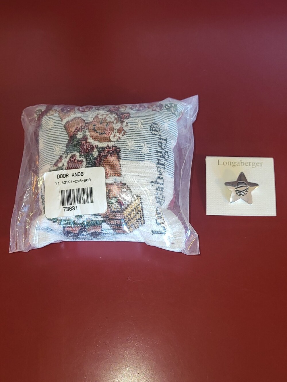 Longaberger Basket Star Pin Brooch Christmas Gingerbread Pillow Door Knob Hanger